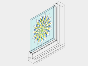 Decorative door glass panel diagram