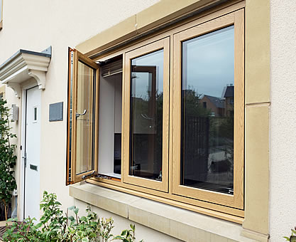 Oak flush sash uPVC window